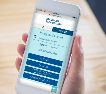 healthcare employee issuing recognition on mobile phone